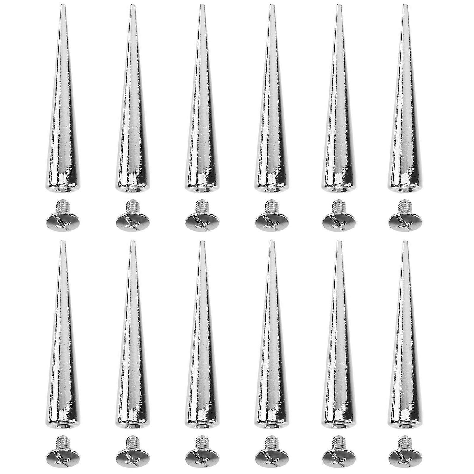 10pcs Solid Punk Bullet Large Spikes Metal Leather Rivets Diy Silver Cone Studs