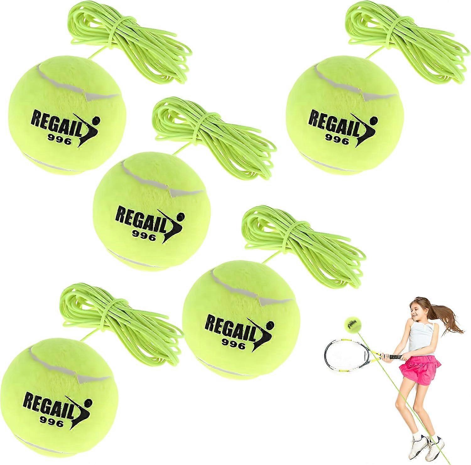 5-pack tennis balls with string, elastic tennis balls, training balls with string, twist racket swing balls, training tennis balls with string, green