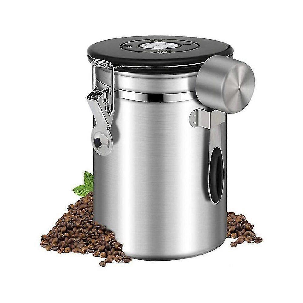 Coffee Canister Coffee Container With Stainless Steel Spoon Aroma Canister For Coffee Beans Powder Tea Nuts Cocoa