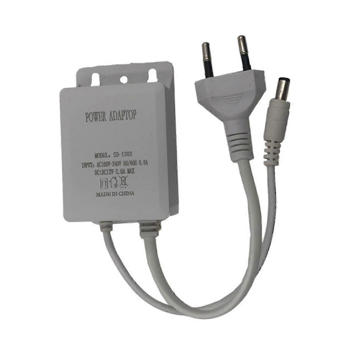 Adaptateur secteur 12V 2A Caméra d’alimentation étanche Adaptateur secteur étanche à la pluie Bande lumineuse Alimentation avec prise UE A