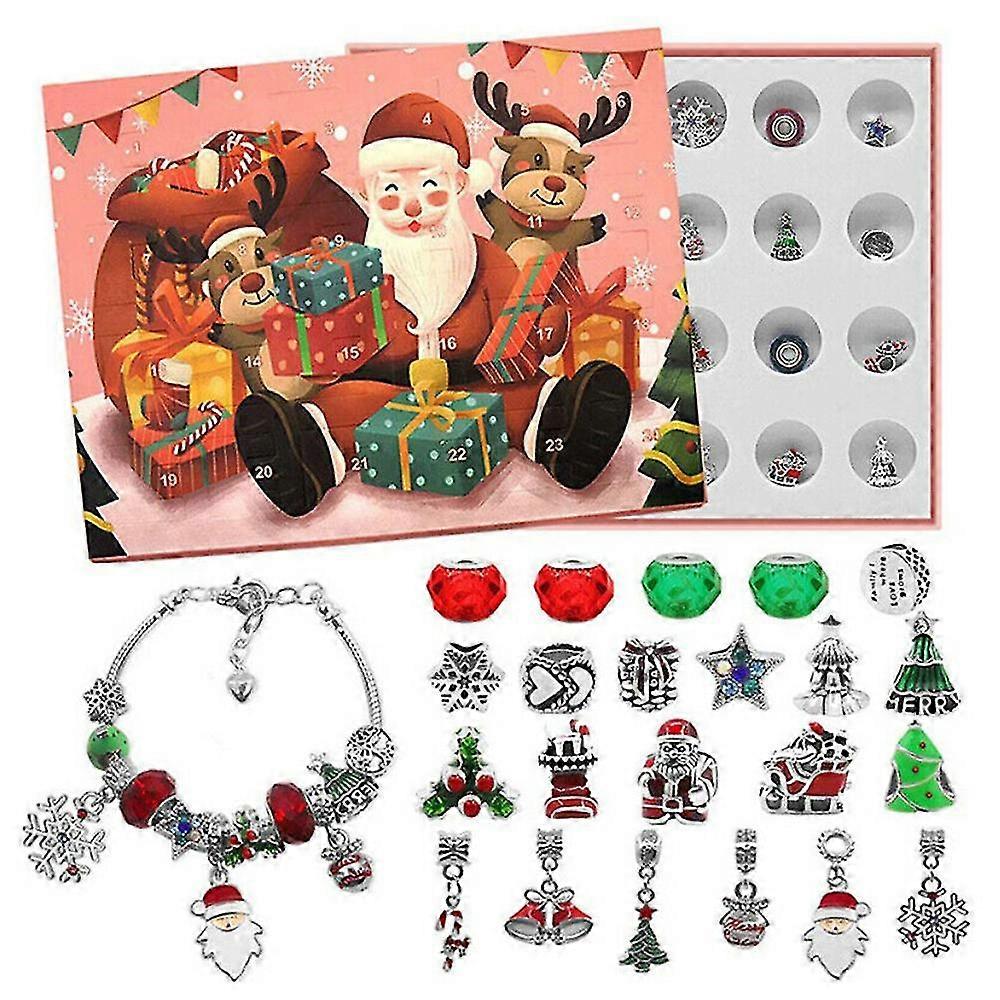 Christmas Advent Calendar Countdown Diy Charm Bracelet Making Kit Gift -NMAOV