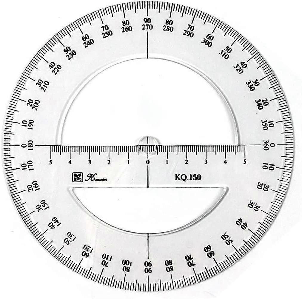 360 Full Circle Protractor 15cm Plastic Math Measuring Tool Full Medium Angle Round Protractor,2024 Ping