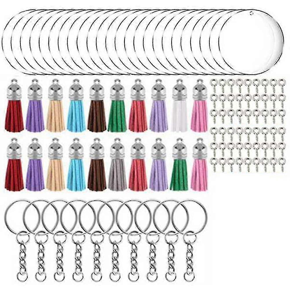 Compatible With200pcs Acrylic Keychain Blanks Kit With Key Rings Jump Rings-silver