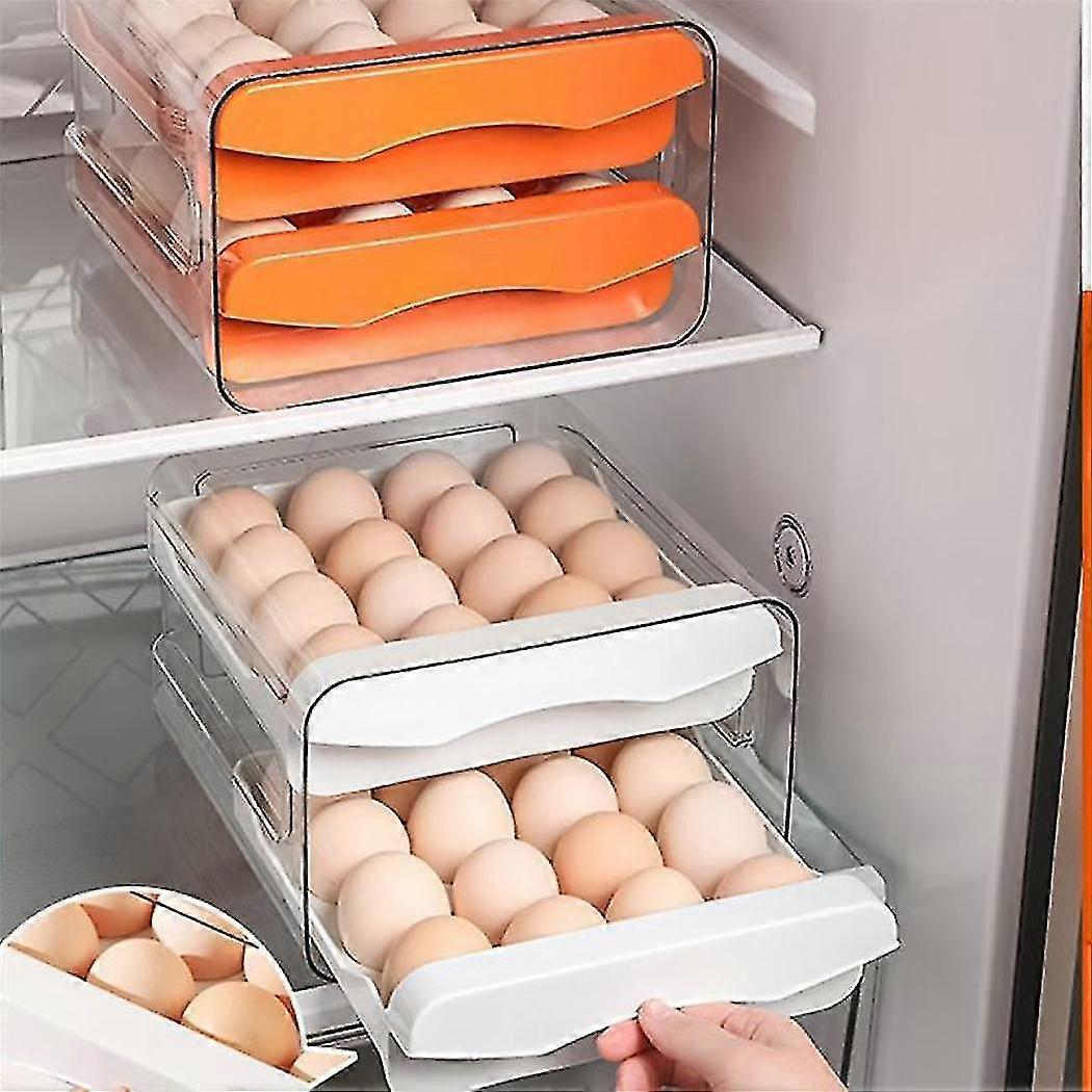 32 Grids Egg Storage Box Refrigerator Transparent Drawer-type Grey