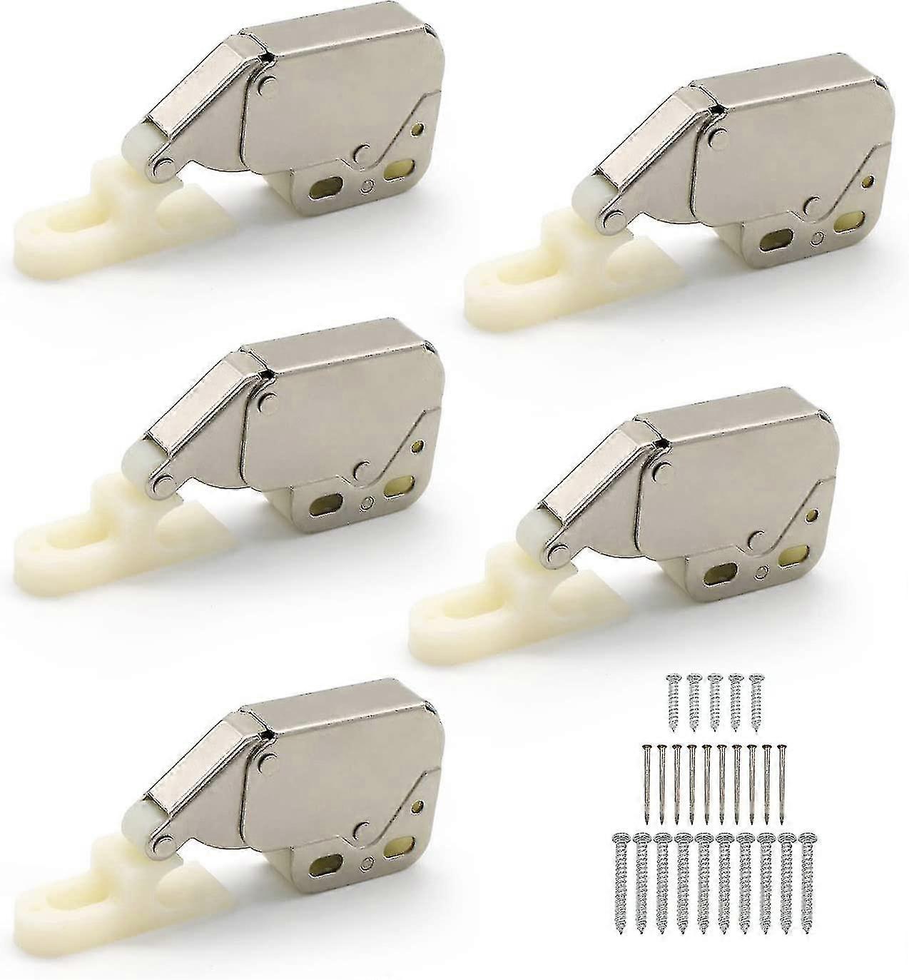 Dww-automatic Spring Loaded Mini Latches, 5 Pieces Mini Touch Latches, Mini Latch Spring Loaded Cabinet Lock, For Cabinets And Cabinet Doors