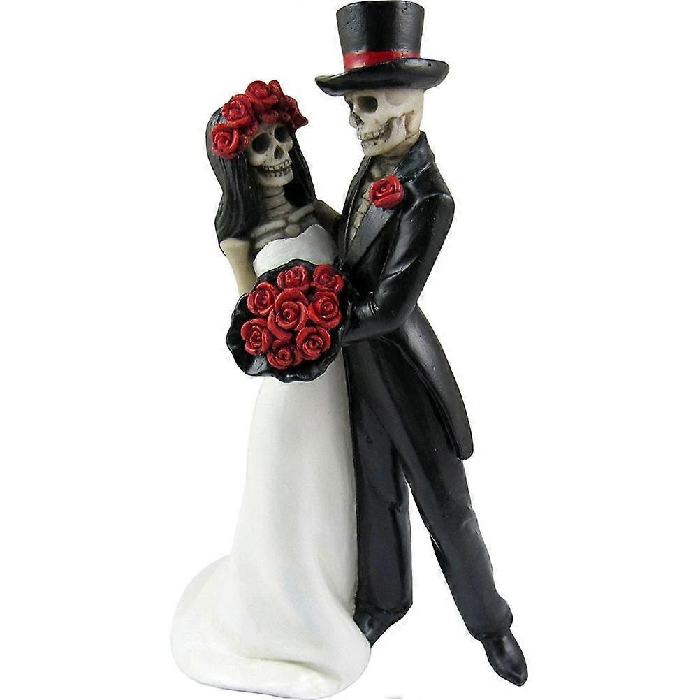 Halloween Spooky Skeleton Bride Groom Figurine Resin Scary Wedding Couple Statue Halloween Party Decorations Wedding Gifts