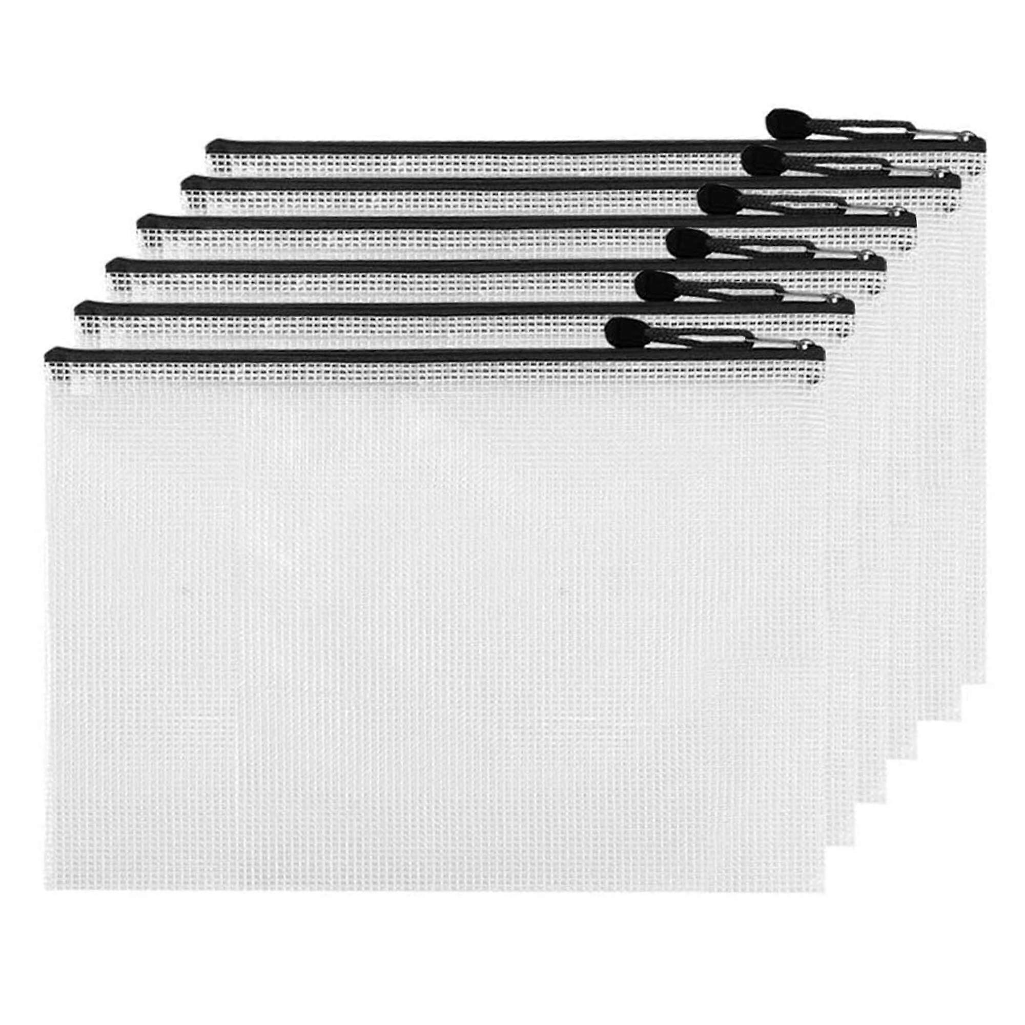 6PCS Mesh Zipper Pouches - Zipper File Bags/Waterproof Document Bags/Plastic Wallets/File Folders for School Driving