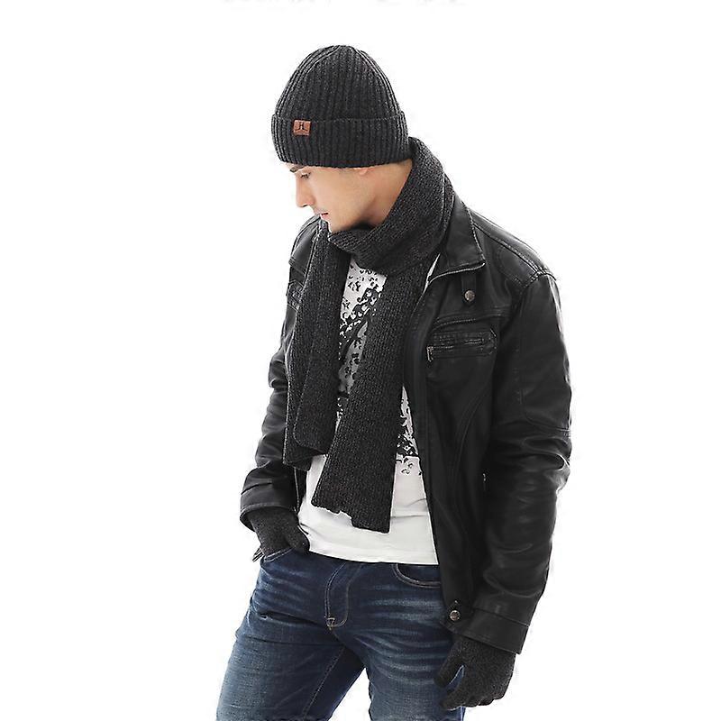 Winter Warm Knit Beanie Hat Touchscreen Gloves Long Scarf Set with Fleece Lined Skull Caps Neck Scarves for Women Men