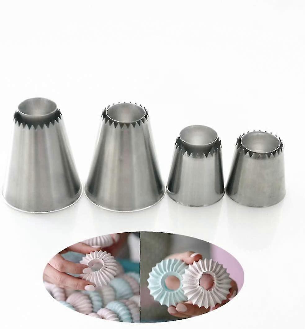 4pcs Large Stainless Cake Flower Piping Tips Dropping Decorating Tools Set