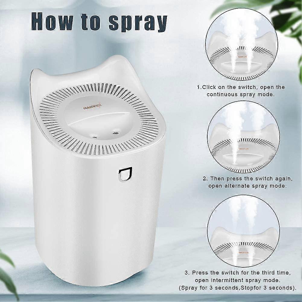 Ultra-quiet 3l Usb Air Humidifier With 7 Led Colors And 2 Spray Holes, Up To 24-48 Hours Of Continuous Operation For Home, Yoga, Office