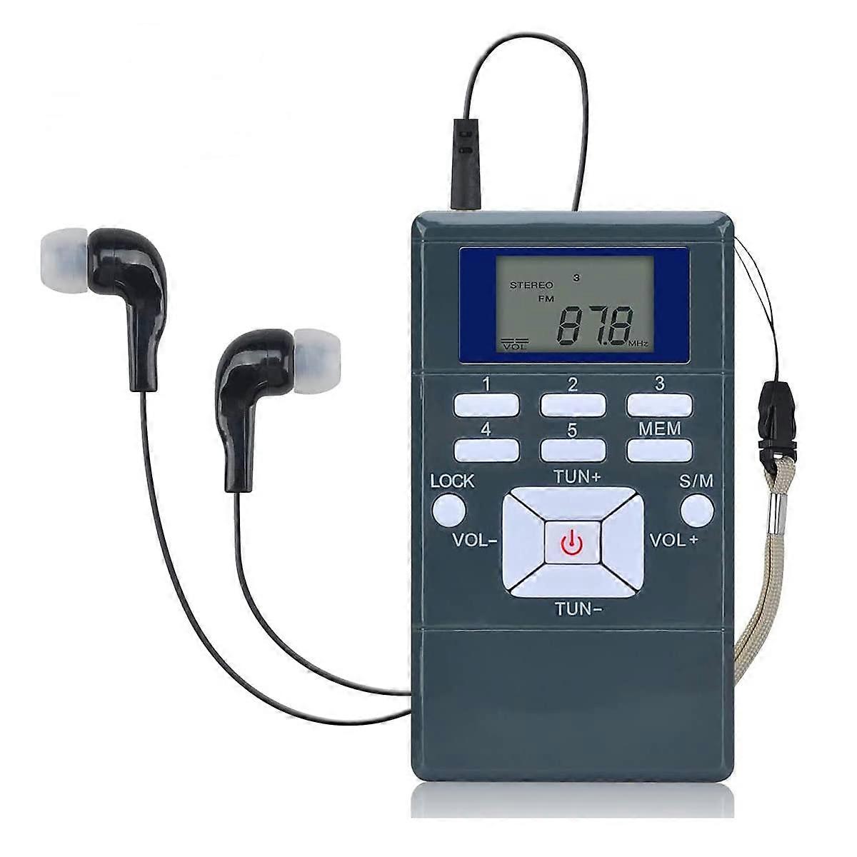 FM Radio Portable Mini Stereo Radio with Earphones, Battery Powered for Simultaneous Interpretation