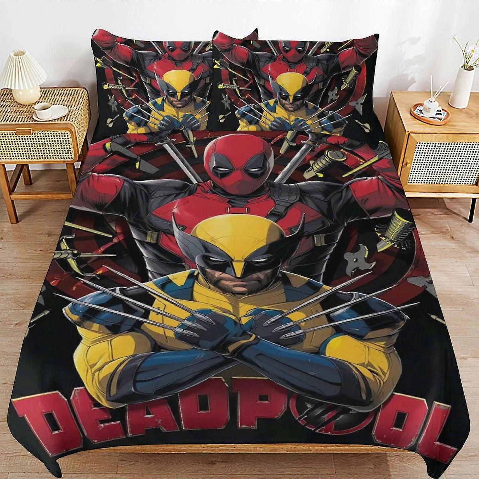 v4362  Bed Sheets Bedding Deadpoo-l Dead-pool 3 PCS Comfort Set with 2 Pillowcases,Deadpoo-l Dead-pool Bedding Set Sheet Set for Kids Adults,All Seaso
