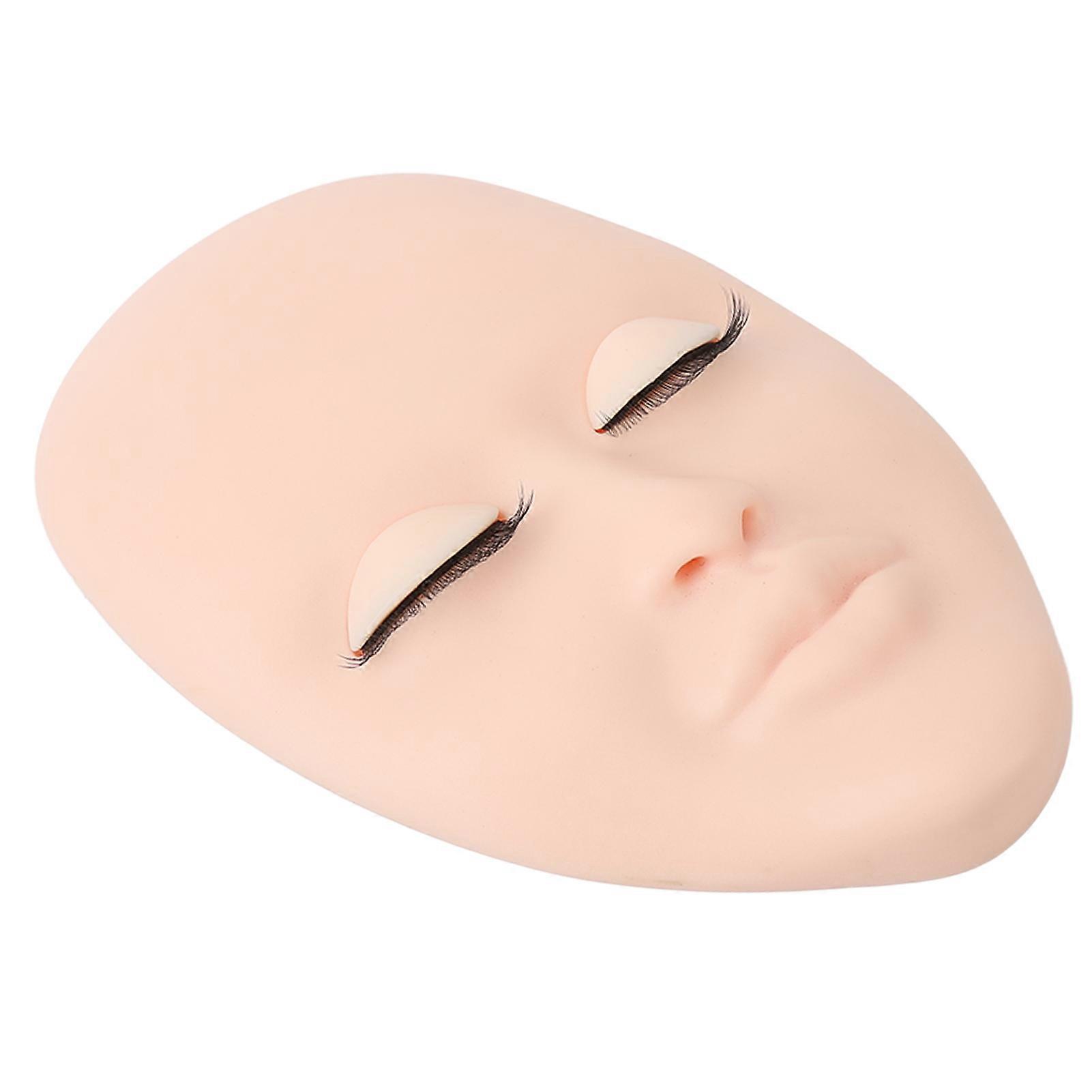Eyelash Mannequin Head Makeup Lash Extension Training Practice Head with 3 Pairs Removable Eyelids Double Layer Lashes Pink