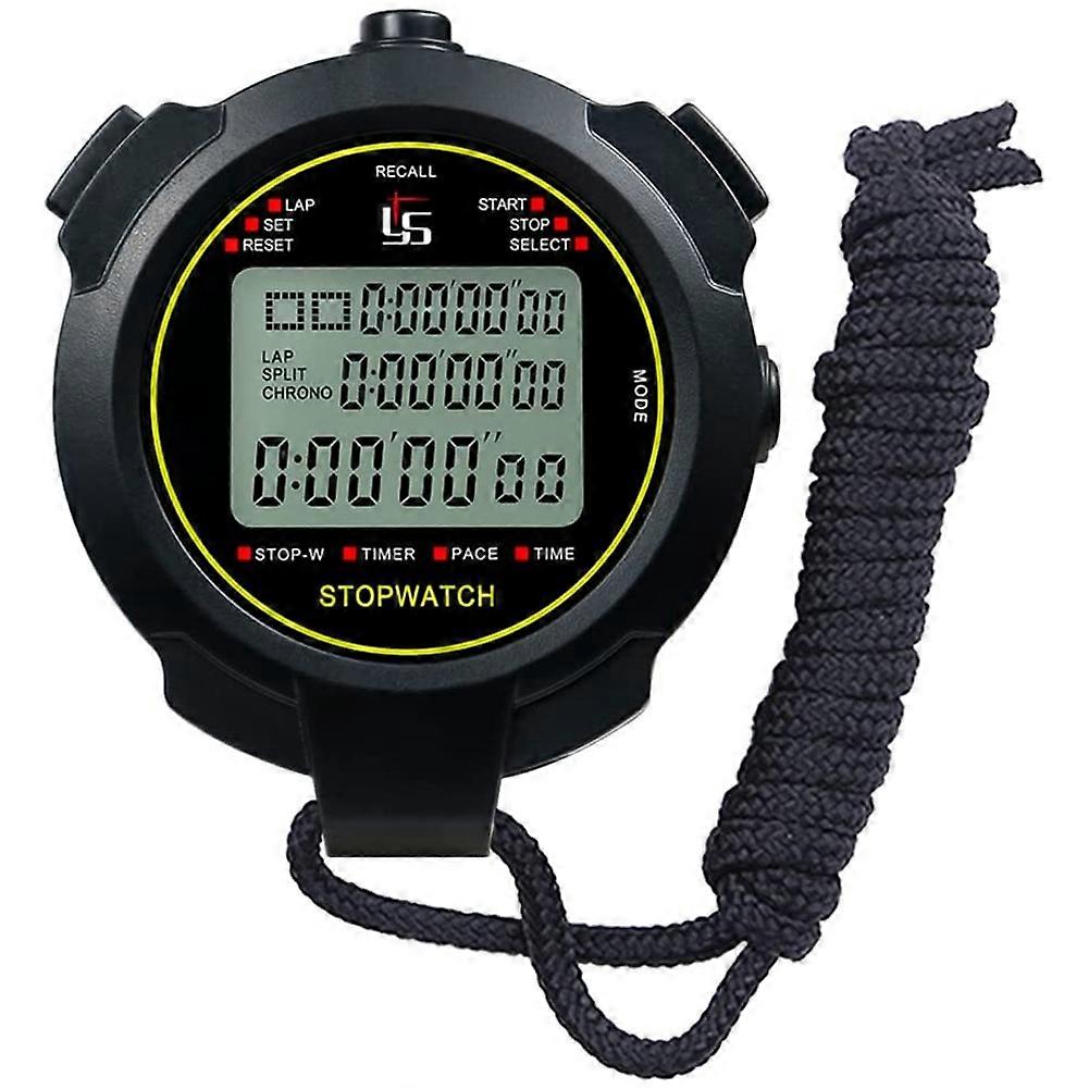 Digital Sports Stopwatch, 10Lap /Split Memory Stopwatch Count Down Timer, Display Waterproof 12/24
