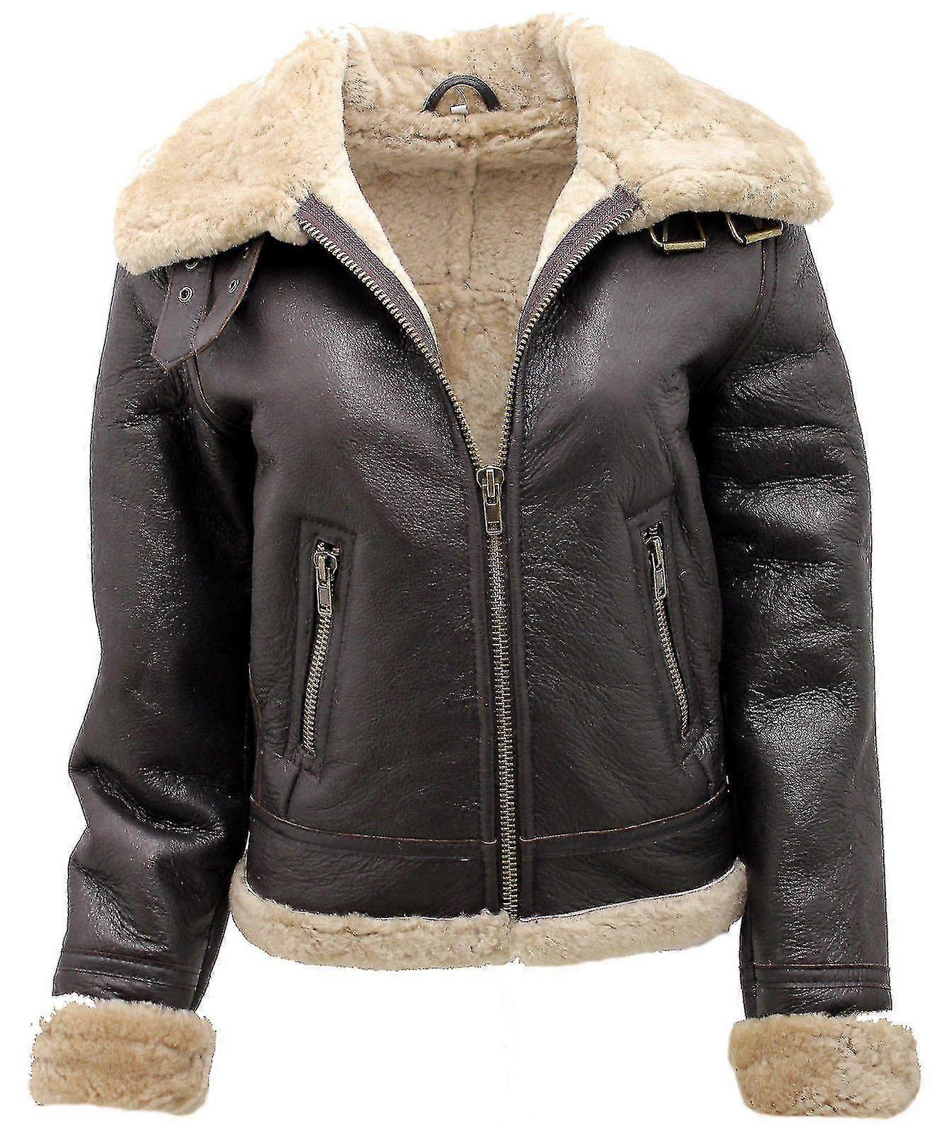 Γυναικείο Καφέ B3 Δέρμα Προβάτου Flying Jacket-jie