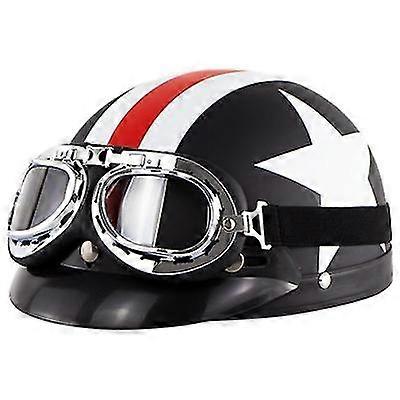 Motorcycle Open Face Helmet Retro Helmet With Goggles And Neck Protection