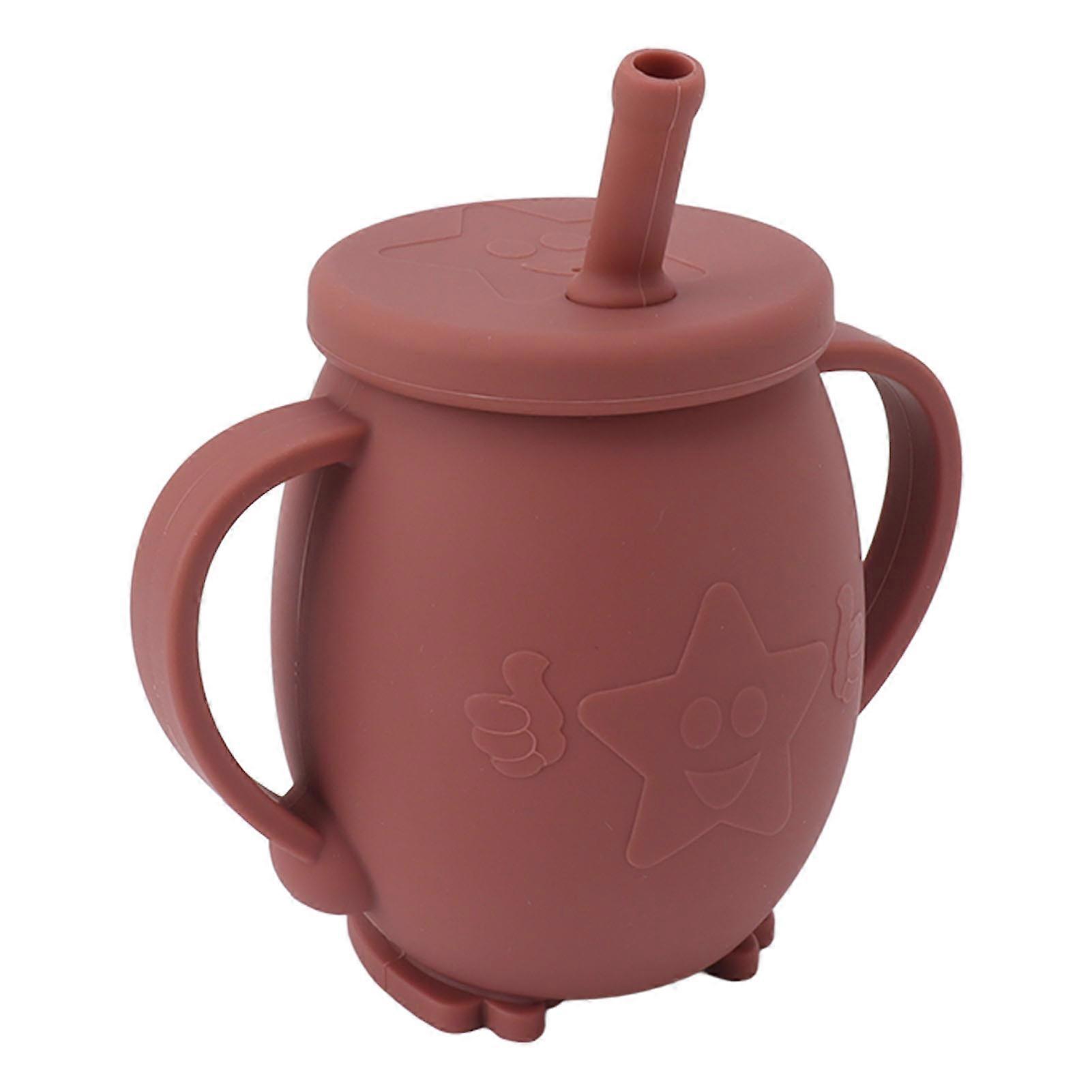 230ml Toddler Cups Silicone Training Sippy Cups with Straw Lid Non Slip Handles Spill Proof Trainer Cup for Baby Toddler Infant