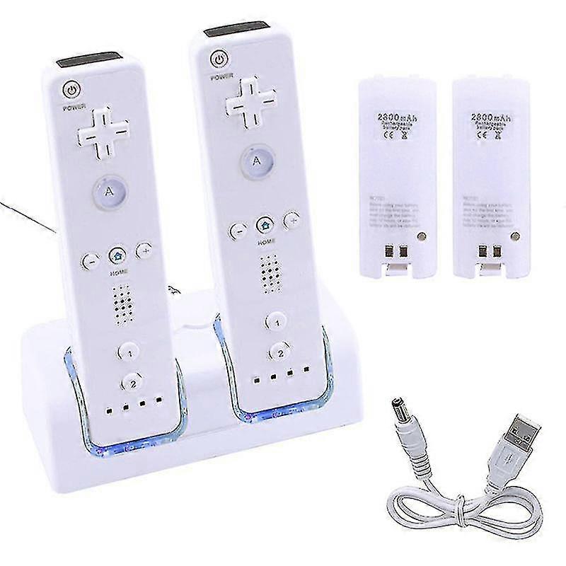 حزم بطارية قابلة للشحن وشاحن مزدوج شحن قفص الاتهام الدعاوى ل Wii Remote جديد