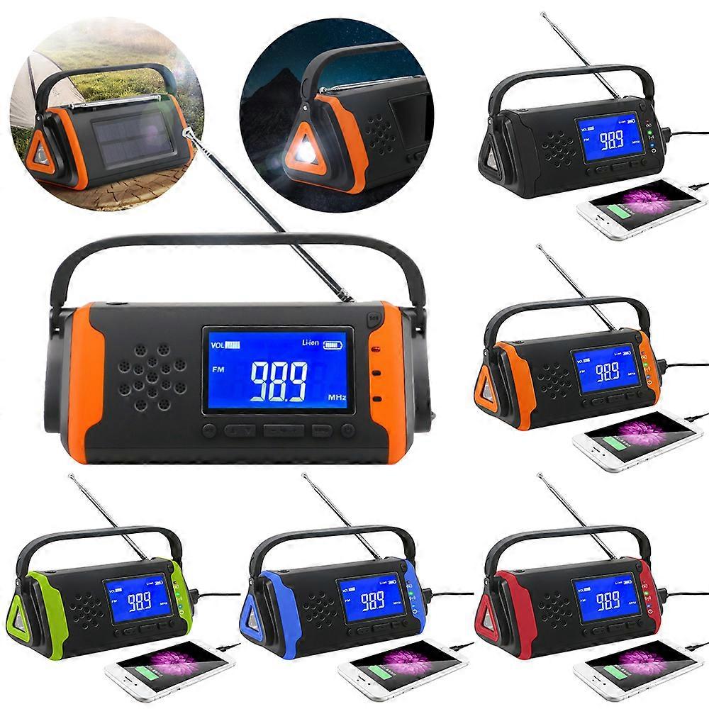 Portable Radio Emergency Weather Crank Solar Powered 4000mAh Battery Power Bright Flashlight
