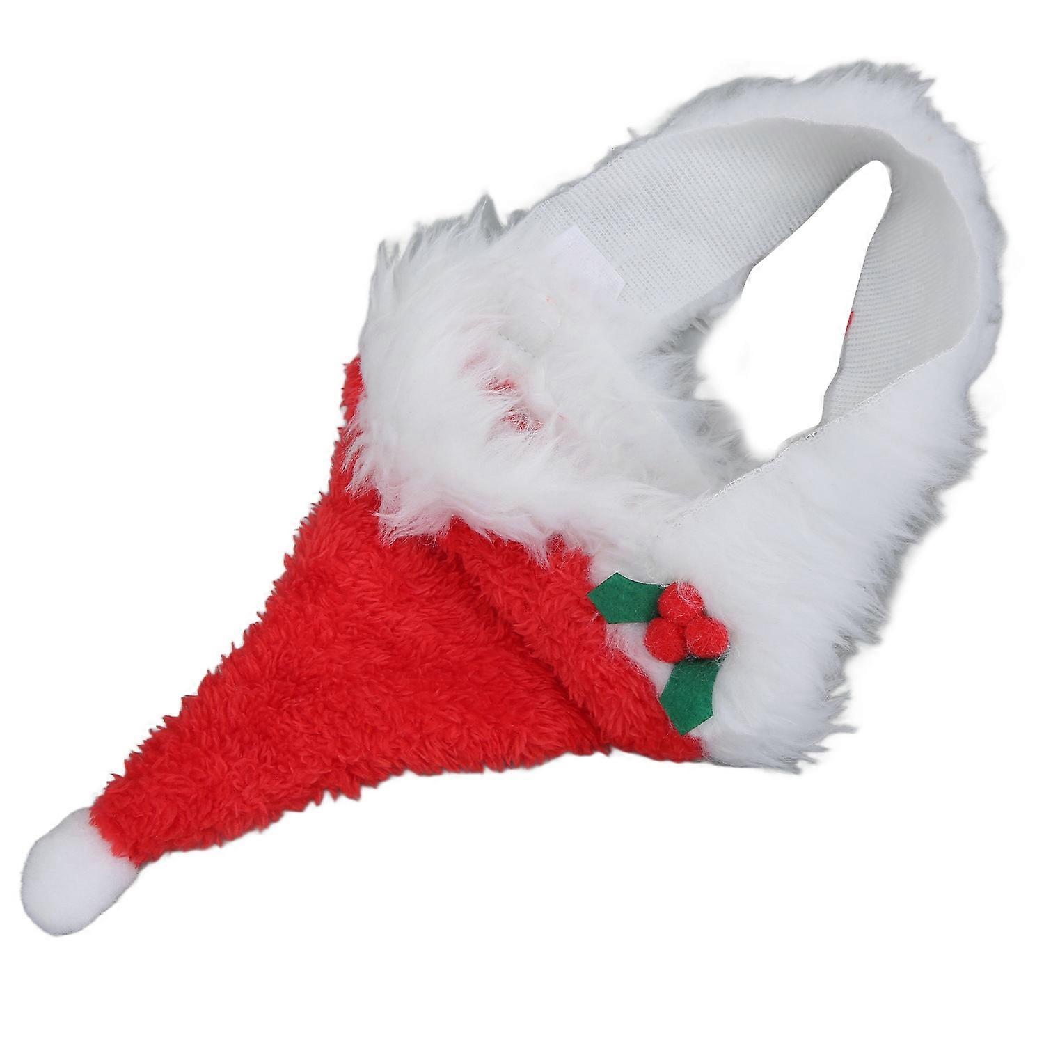 Pet Christmas Hat Skin Friendly Lovely Dog Santa Hat with Hook and Loop Fasteners Beard for Pets Dog