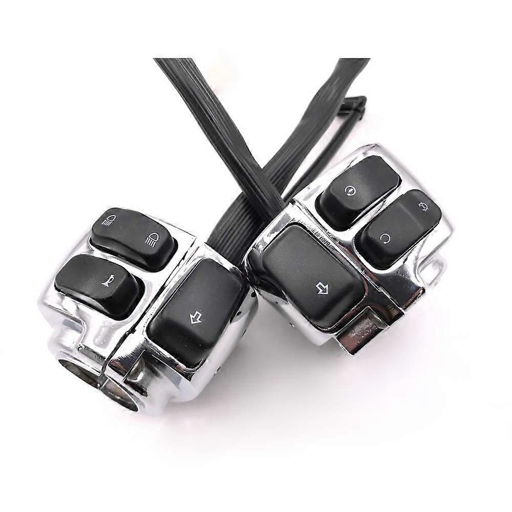 Pair Motorcycle 1" 25mm Handlebar Control Switches Chrome + Wiring Harness For Softail 1996-2012 Dyna Sportster 883 1200 XL V-rod