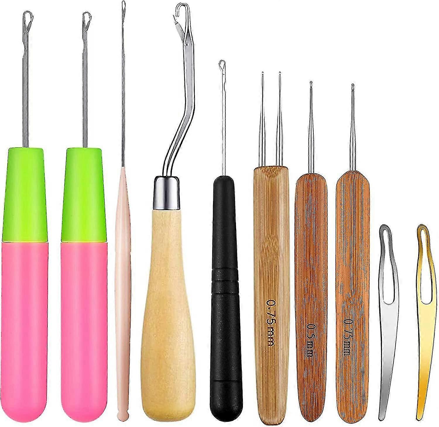 10 Knitting Tools, Crochet Dreadlocks Interlocking Tool, Hair Interlocking Hook For Micro Braid Dreads PXCL