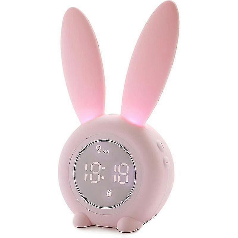 Cute Rabbit Shape Induction Alarm Clock, Intelligent Automatic Breathing Light Adjustment, Automatic Time/date/temperature Display, Voice Control Or S