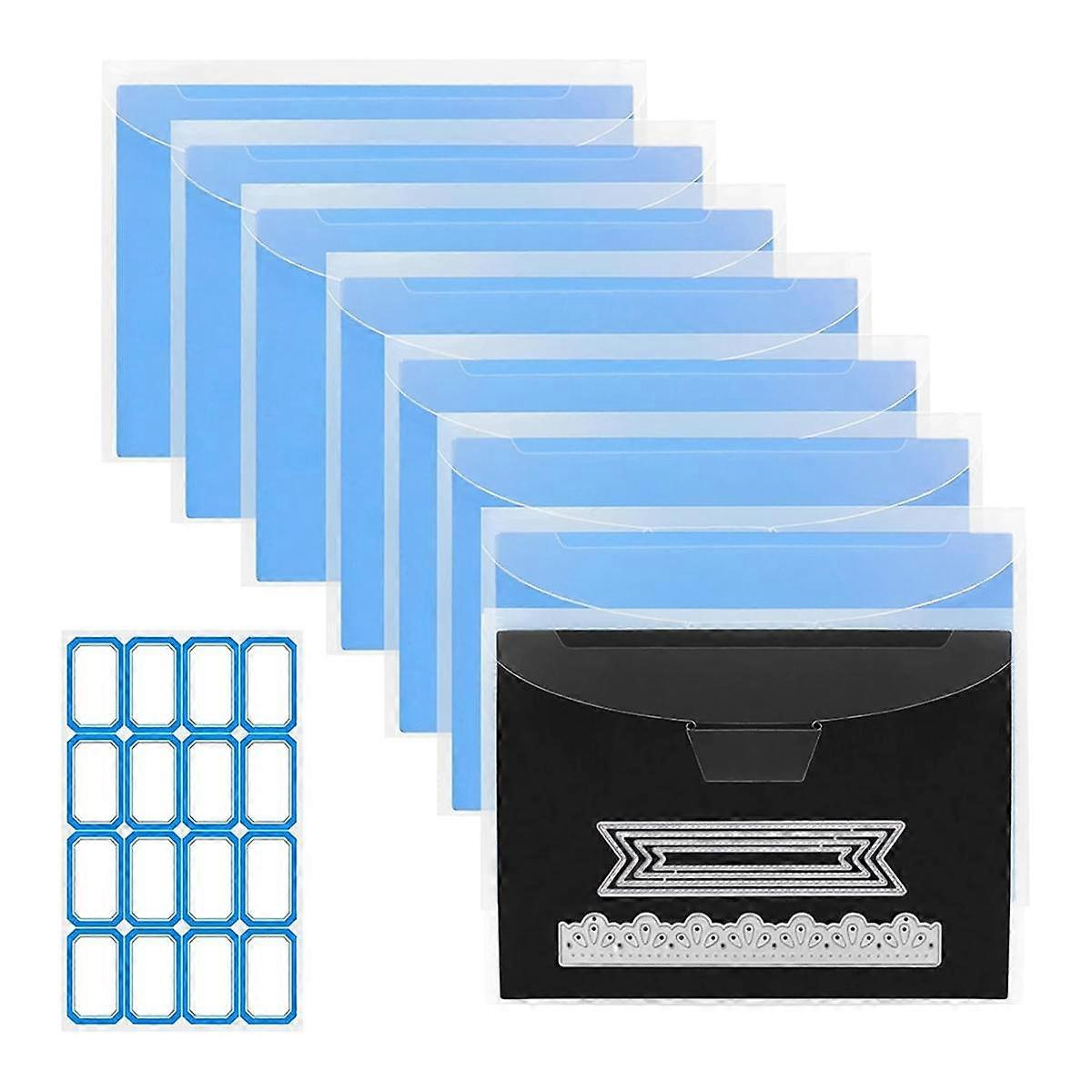 8 PCS Stamp and Die Storage Bag and Magnetic Sheet - Die Storage Set for Cutting,Scrapbooking,Storing Craft Dies,Blue