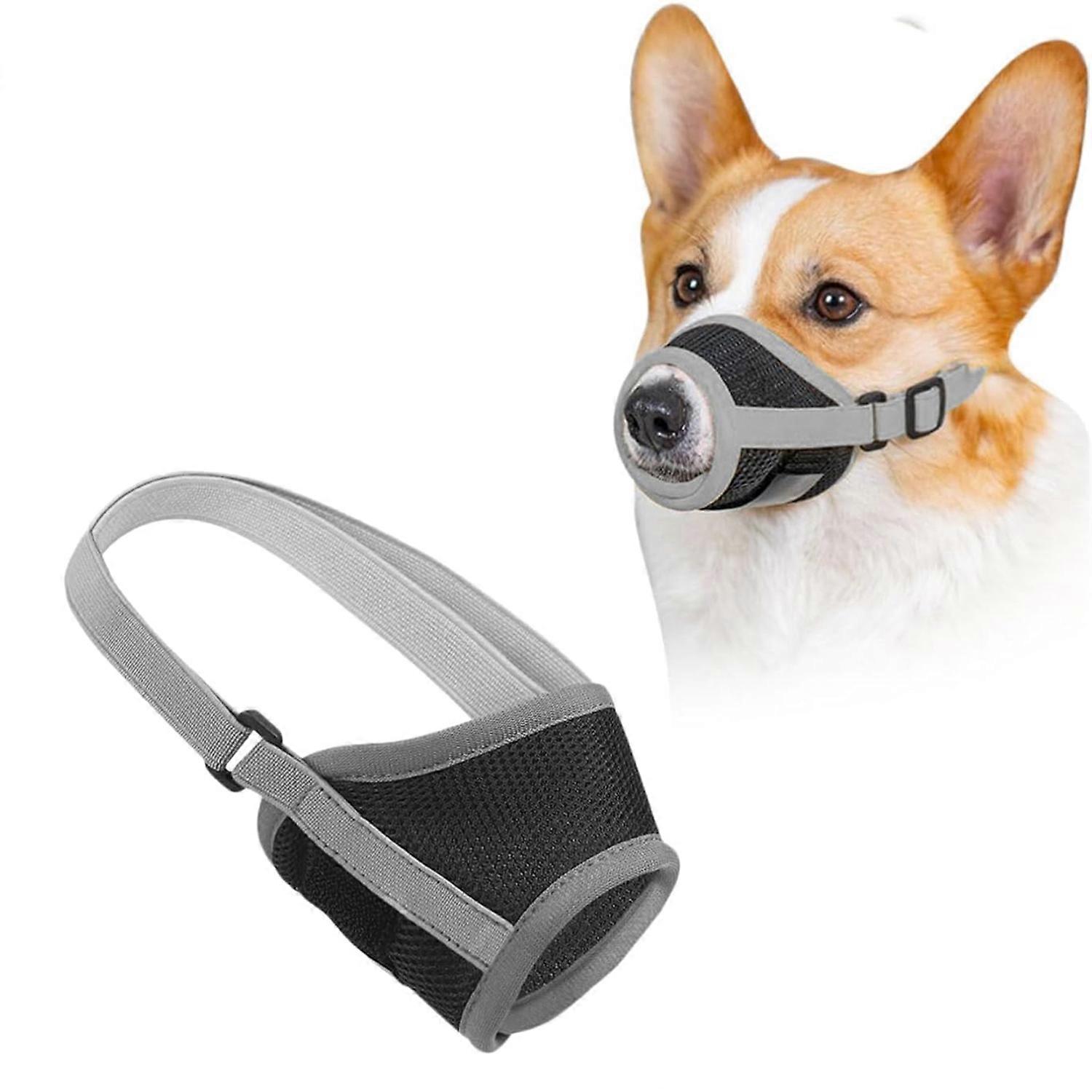 Dog Muzzle, Prevent Biting, Chewing, and Barking, with Comfortable Mesh Soft Fabric and Adjustable Strap, Suitable for Small to Medium Dogs, Allows Dr