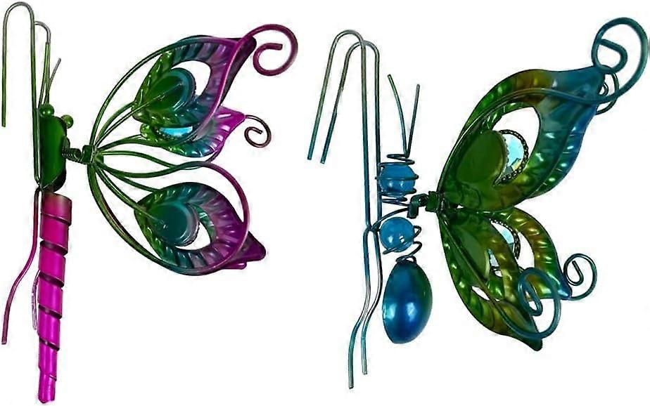 Metal Butterfly Dragonfly Ornaments, Butterfly Pot and Vase Hugger, Stained Glass Butterfly Dragonfly Flower Pots Decorations