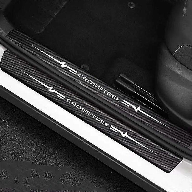 5-Piece Car Door Sill Protectors For 2024-2025 Subaru Crosstrek – Carbon Fiber Style Leather, Anti-Scratch Decorative Stickers