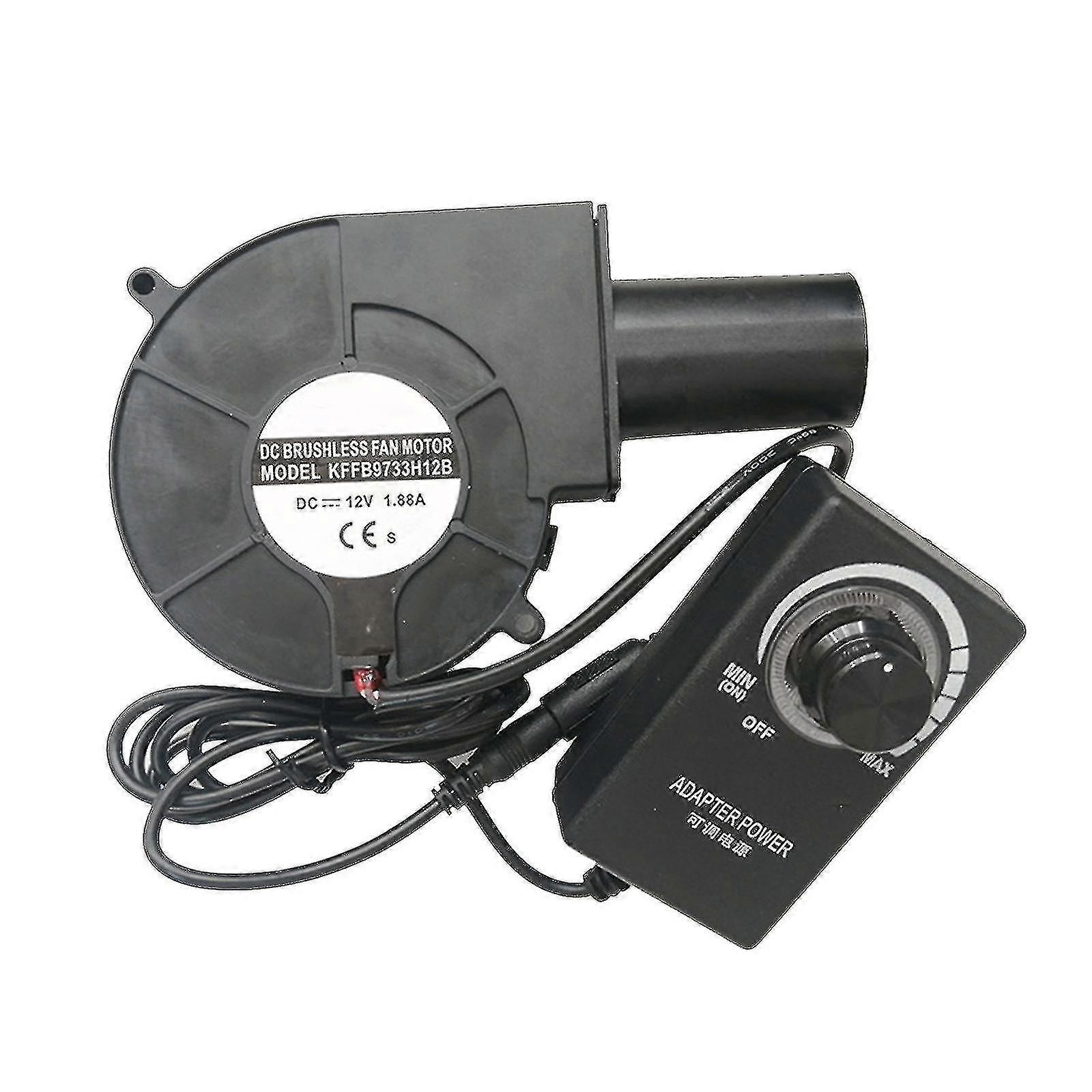 2023 New 9733 Blower Fan Air Blower High Speed Dc 12v Turbo Centrifugal Fan With Variable Speed Controller For Oil Stove Bbq
