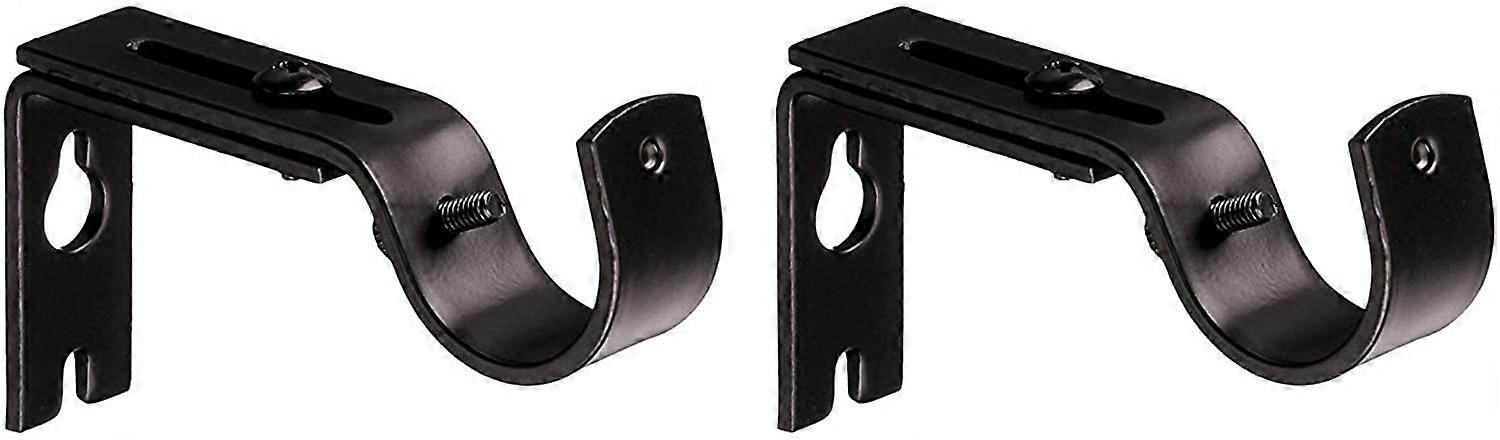 Adjustable Curtain Rod Wall Bracket Hooks, Set of 2, Bronze