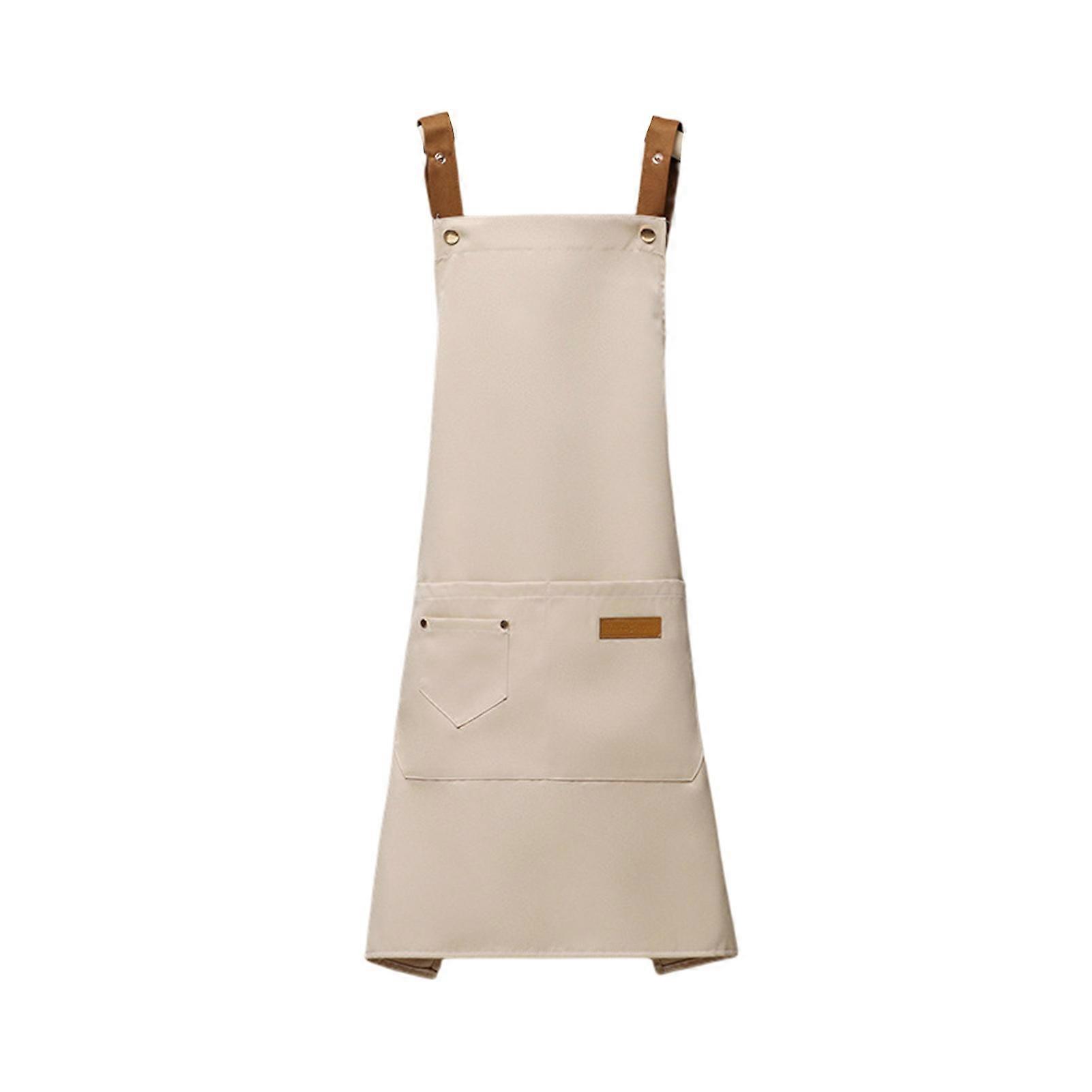 Kitchen Apron Adjustable Waterproof with Pockets Solid Color Large Coverage Protective Canvas Anti-fouling Cleaning Apron Cooking Pinafore Kitchen Sup