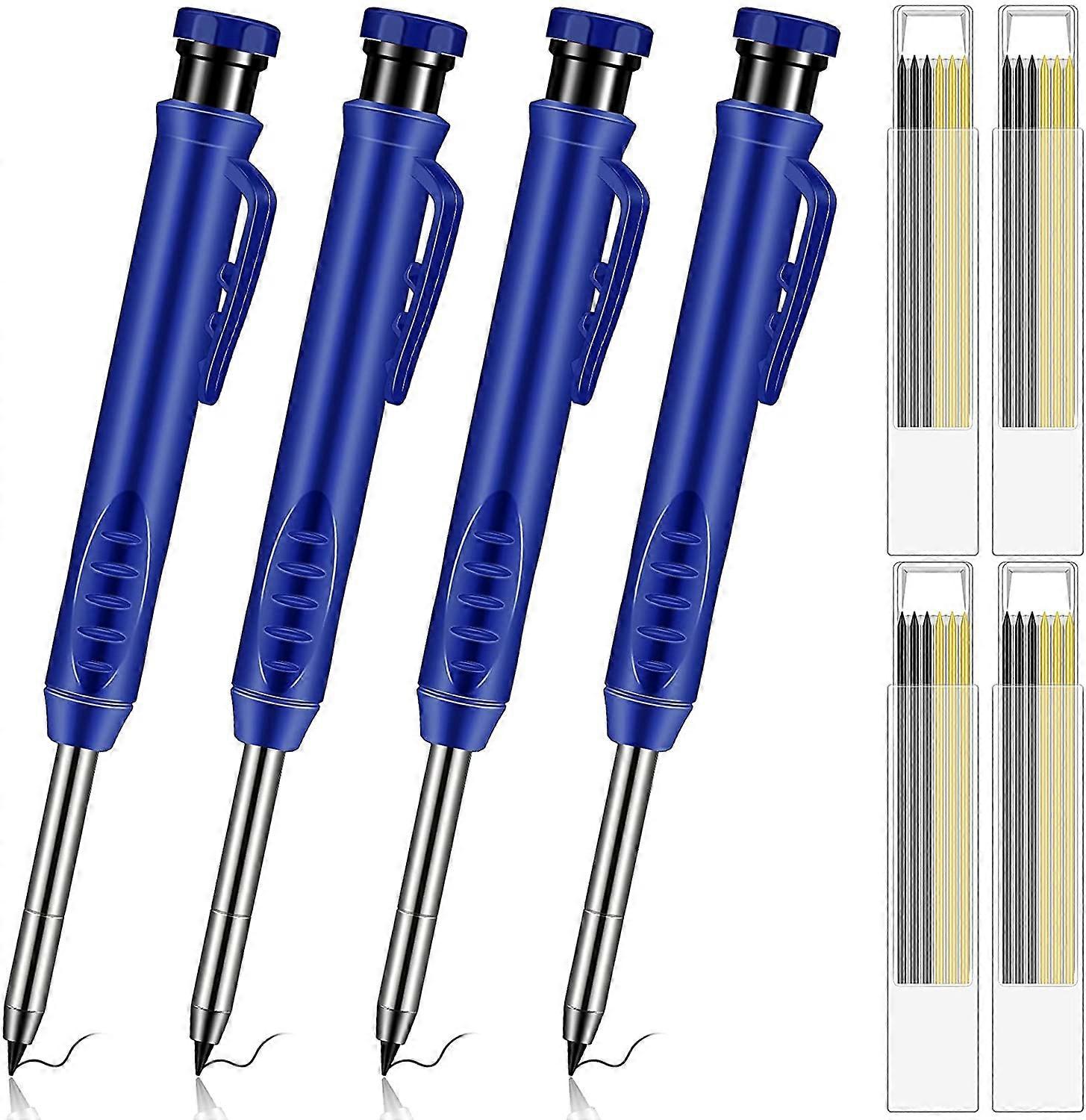 Solid Carpenter Pencil Set With Built-in Sharpener Deep Hole Mechanical Pencil Marker Marking Tool Woodworking Tool