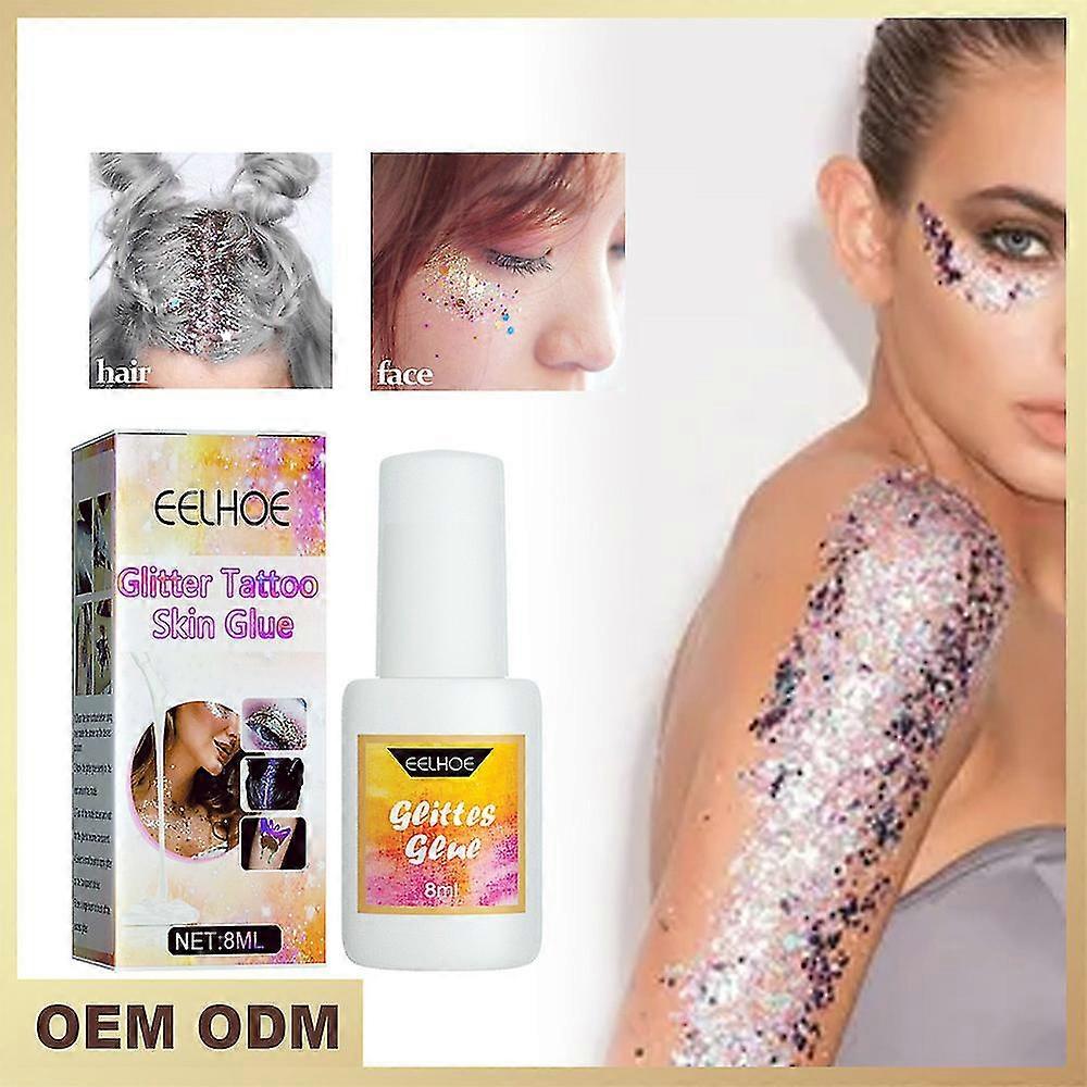 8ml Glitter Tatuering Hud Lim Tatuering Lim Färg Tatuering Glitter Vit Lim