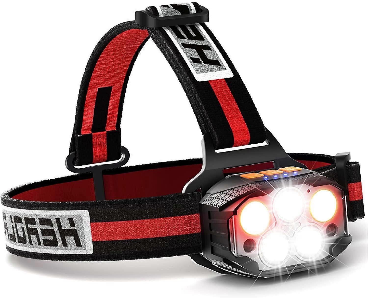 Headlamp 1100 Lumen USB Rechargeable Sensor LED Headlamp 7 Modes Headlamp with Red Light 90 Adjustable IP4 Waterproof Jogging Camping [Energy Class A+