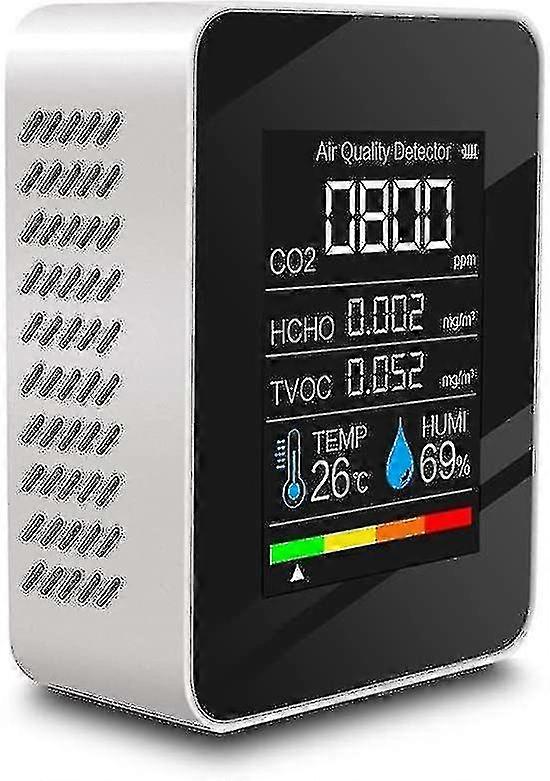Air Quality Detector Multifunctional Carbon Dioxide Co2 Tester Tvoc Hcho Value Electricity Quantity Temperature Humidity Display Functionwhite