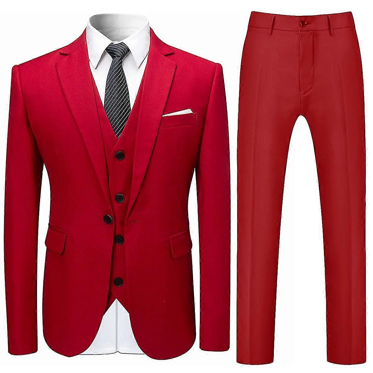 בגדי ריקוד גברים חליפות 3 חלקים רזה ארבע עונות חליפה ז'קט&מכנסיים&אפוד