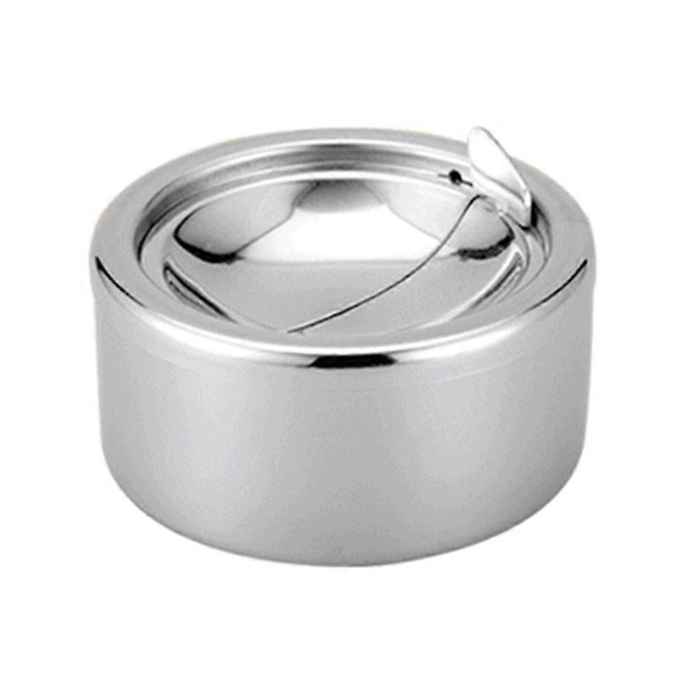 ファッションステンレススチール製防風灰皿、ふた付きタバコ灰皿喫煙灰皿屋内または屋外使用用(シルバー)s202412121066