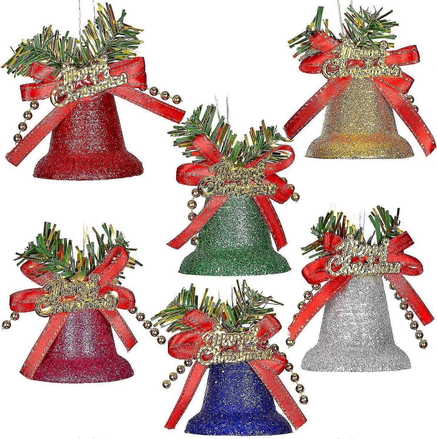 Christmas Tree Ornament Bells, Multi-color Glitter Bells For Party, Wall, Fireplace, Gardens
