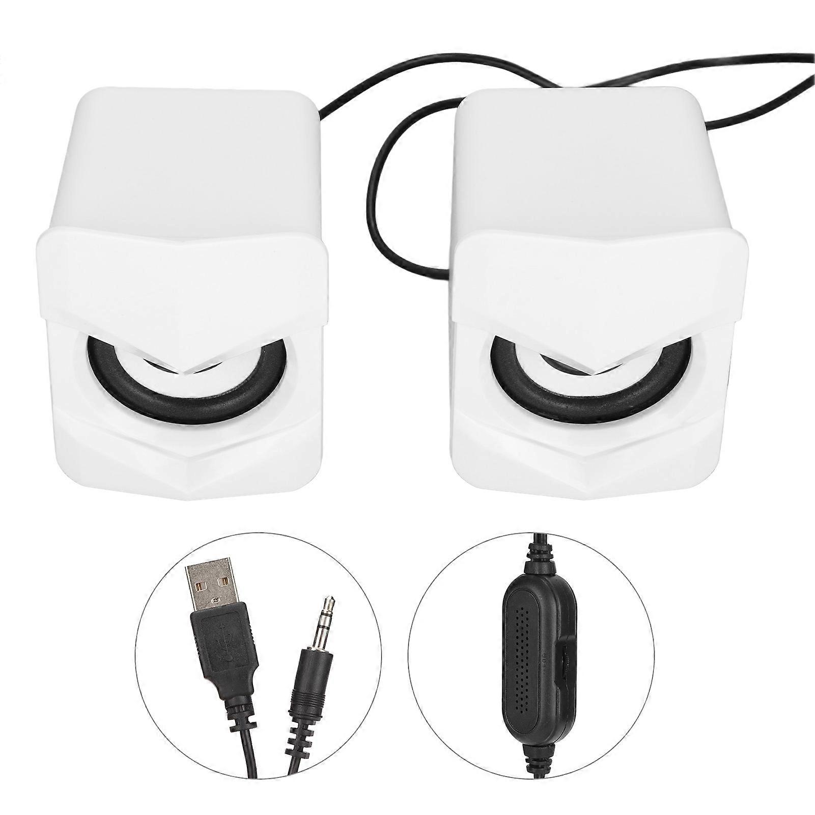 USB Wired Computer Speaker Mini Multimedia Desktop Speaker for PC Monitor Mobile Phone LaptopOrdinary Style White