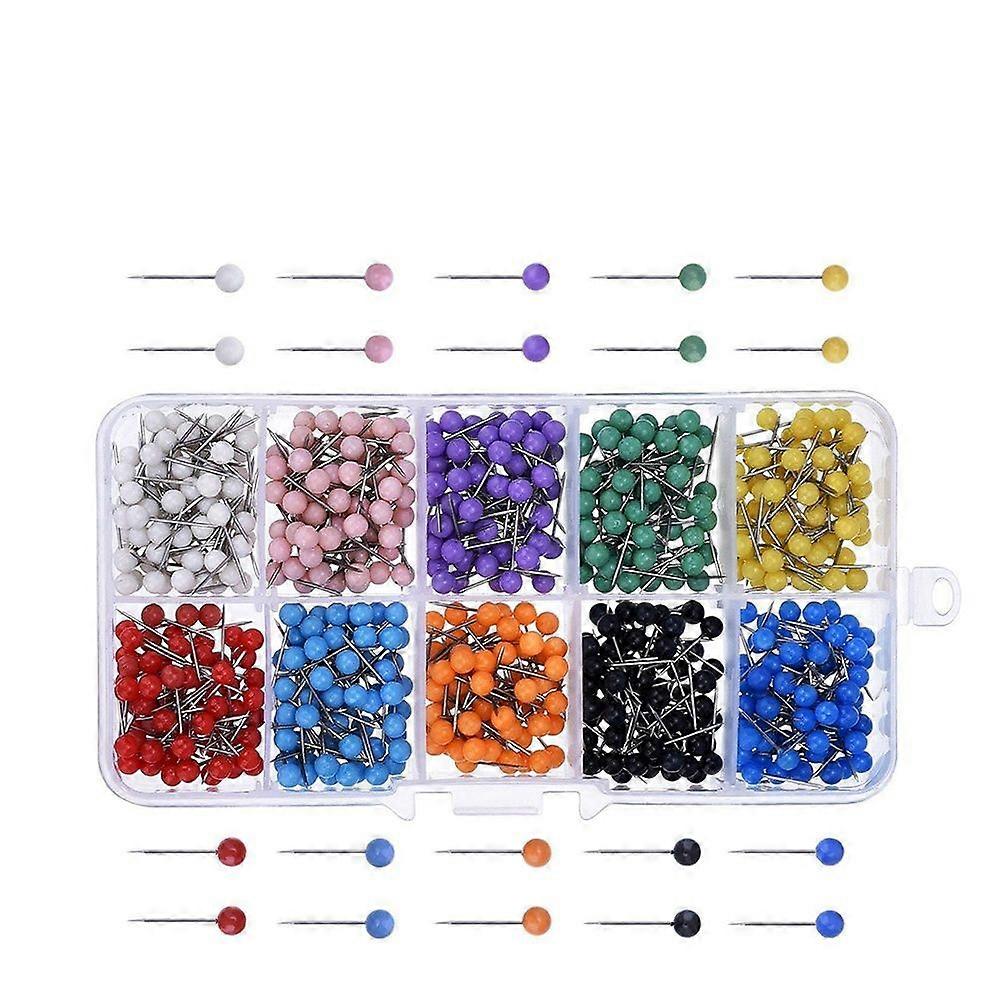 600pcs Multi-color Push Round Head Map Tacks for Maps Calendar Whiteboard Fabric Making (Ten Colors)