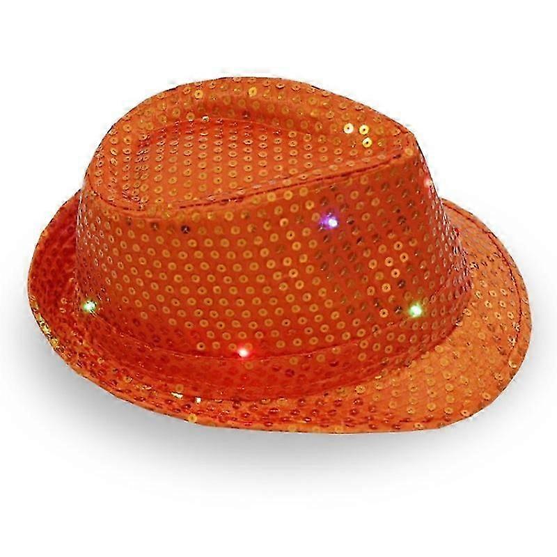 Adult 9 -color LED lamp sequins Performance Jazz cap (Orange) 1 pieces