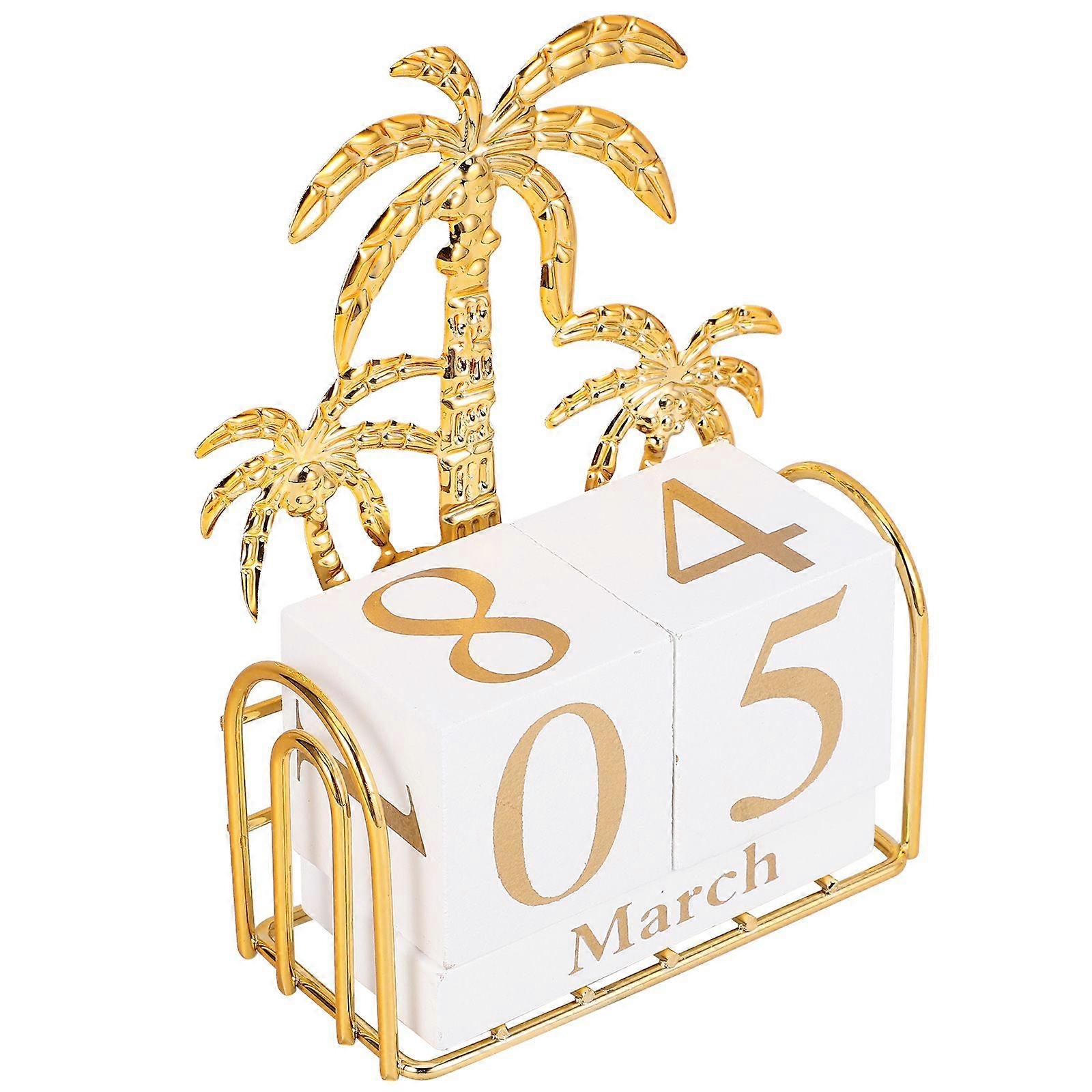 1 Set of Wood Calendar Block Office Perpetual Calendar Decorative Table Calendar Block Calendar
