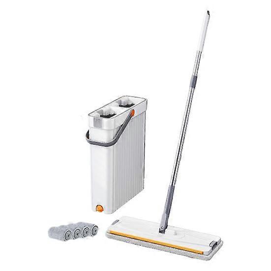 Mop And Bucket with Wringer Set Hands-Free Flat Floor Mop And Bucket with 4 Washable