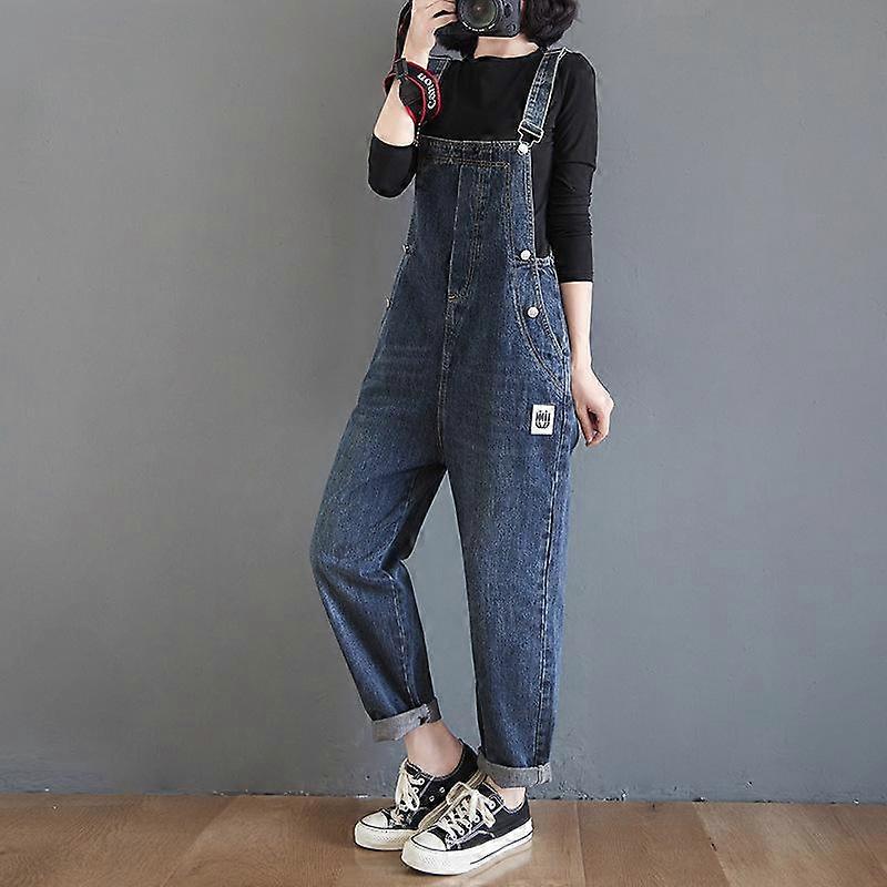 Women Casual Denim Overalls for Women Ankle-length Jeans Jumpsuit Womens Rompers Loose Spring Summer Denim Jumpsuits Plus Size