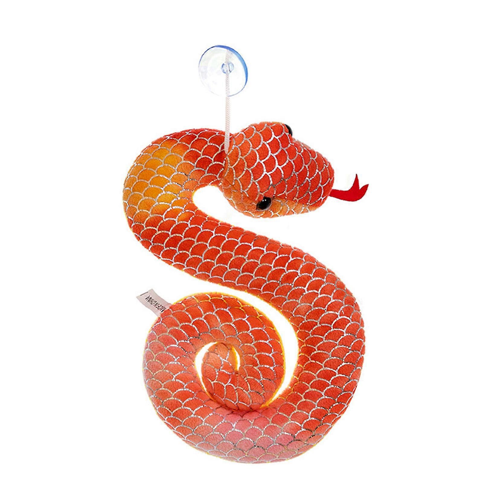 Handcrafted Gold Stamped Snake Sturdy Plush Portable Accessory for Collectors and Cultural Enthusiasts Daily Casual Use Red 22cm