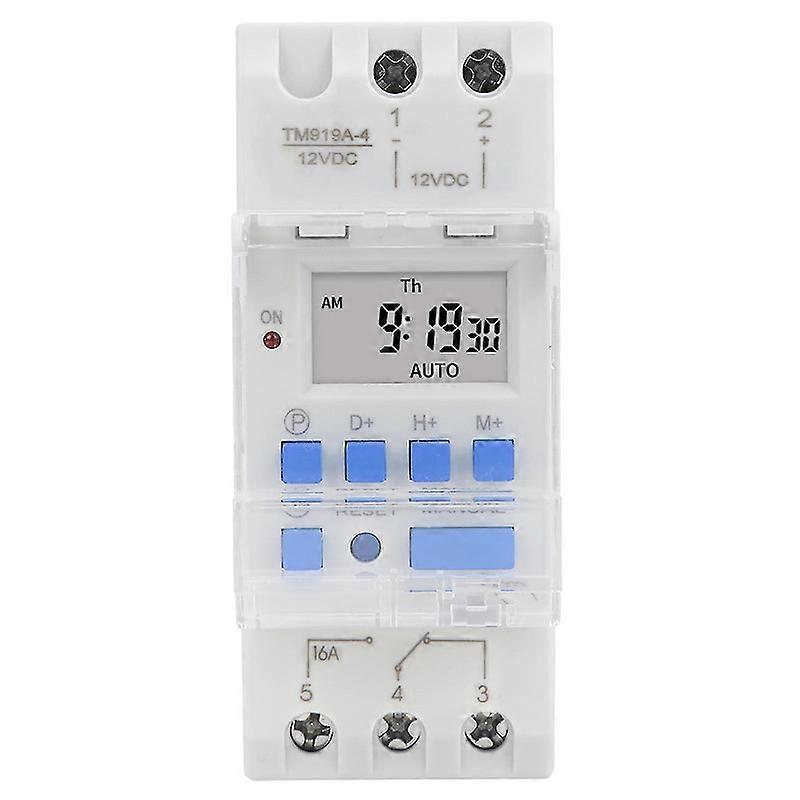 Weekly Timer Switch 12V DC 16A LCD Display with Countdown Function Removable Battery