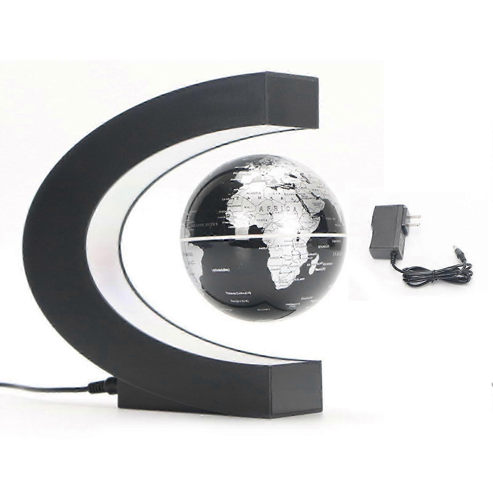 Magnetic Levitation Globe C Shaped 3 Inch Black Frosted LED Magnetic Levitation Globe Office Desk Decoration Gift 100240V